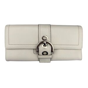 Coach Off-White Leather Buckle Clutch Wallet